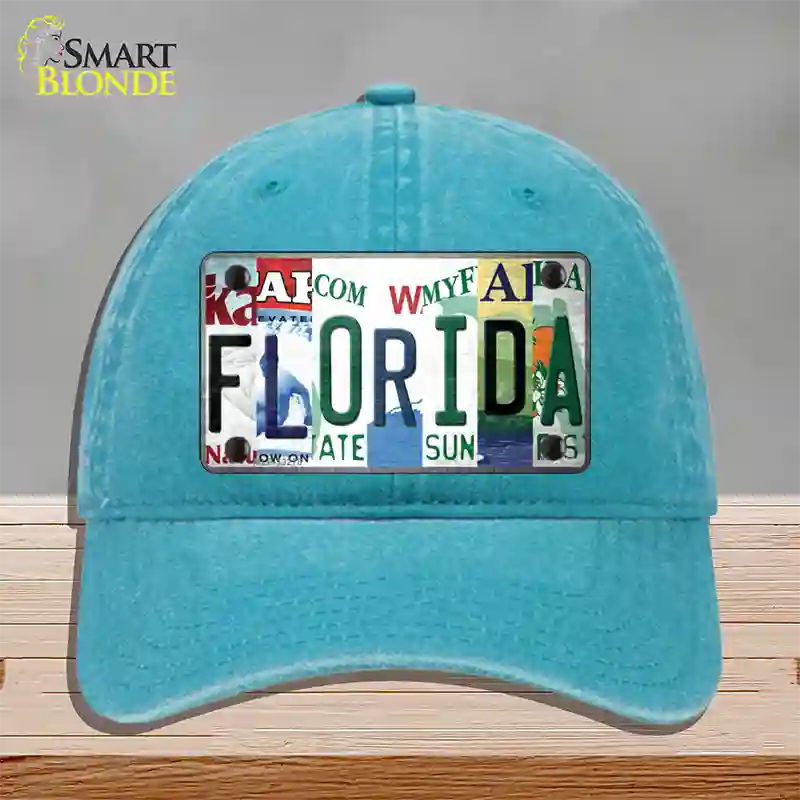 Florida Strip Art Novelty License Plate Hat Tag Unconstructed Cotton Lake Blue