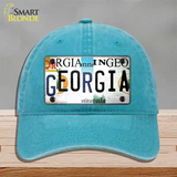 Georgia Strip Art Novelty License Plate Hat Tag Unconstructed Cotton Lake Blue