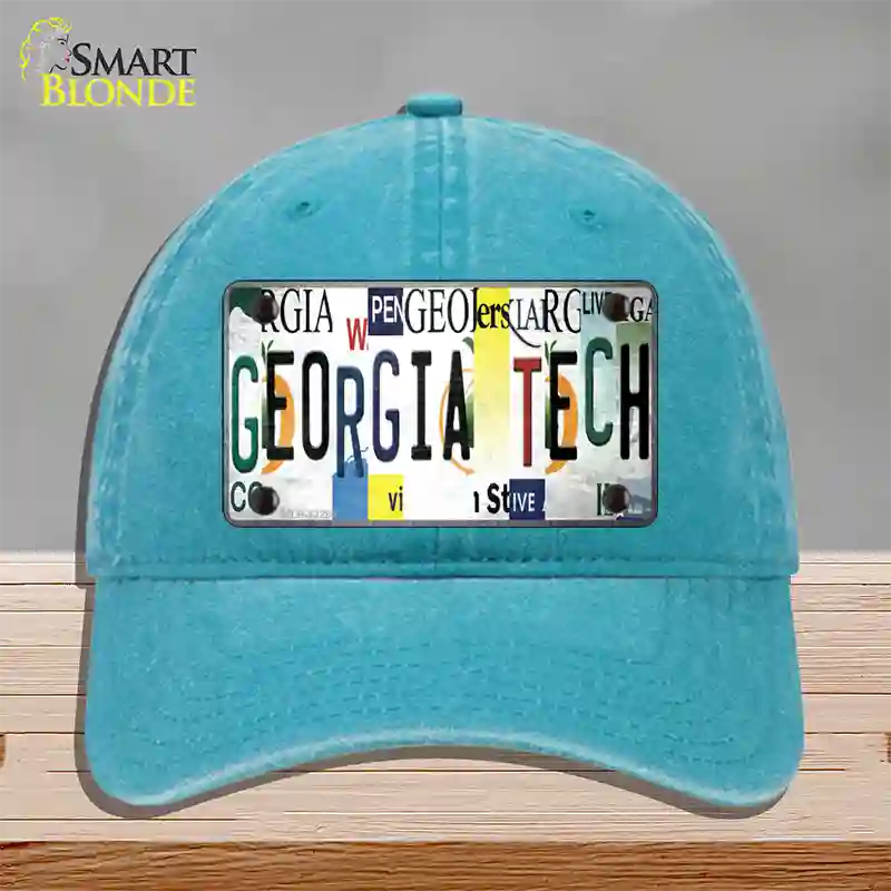 Georgia Tech Strip Art Novelty License Plate Hat Tag Unconstructed Cotton Lake Blue