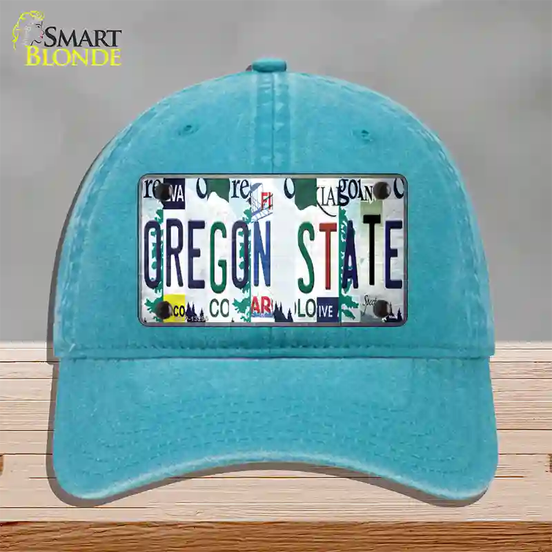 Oregon State Strip Art Novelty License Plate Hat Tag Unconstructed Cotton Lake Blue