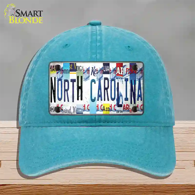 North Carolina Strip Art Novelty License Plate Hat Tag Unconstructed Cotton Lake Blue