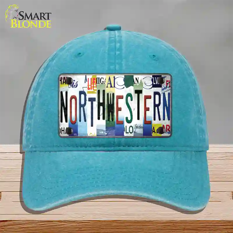 Northwestern Strip Art Novelty License Plate Hat Tag Unconstructed Cotton Lake Blue