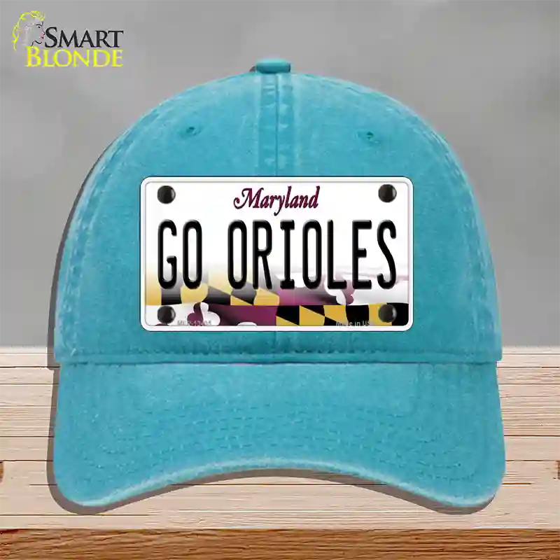 Go Orioles Novelty License Plate Hat Tag Unconstructed Cotton Lake Blue