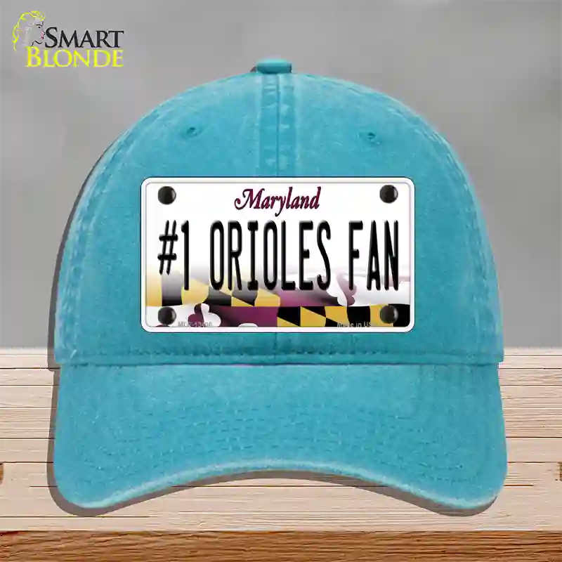 Number 1 Orioles Fan Novelty License Plate Hat Tag Unconstructed Cotton Lake Blue