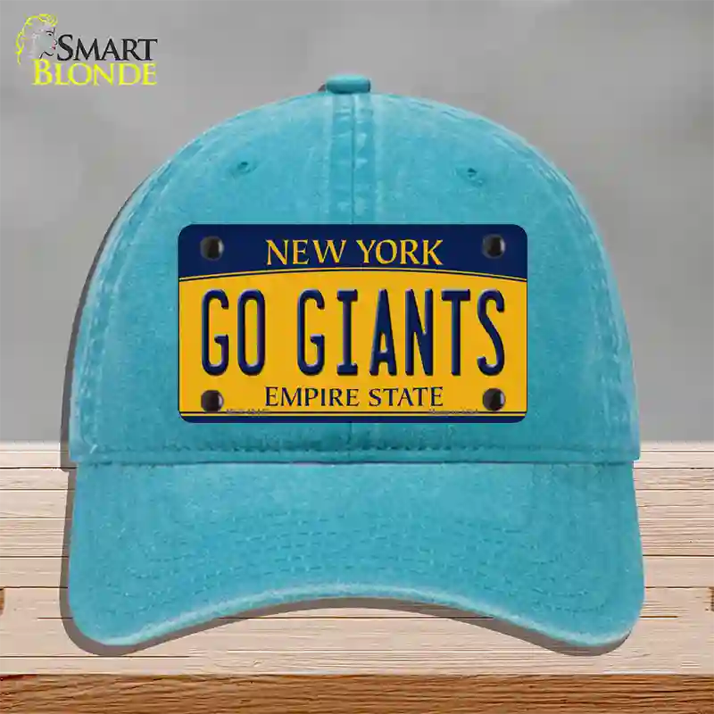 New York Go Giants Novelty License Plate Hat Tag Unconstructed Cotton Lake Blue