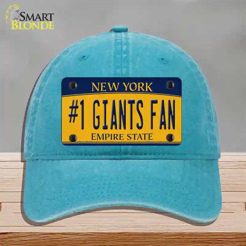 Number 1 Giants Fan New York Novelty License Plate Hat Tag Unconstructed Cotton Lake Blue