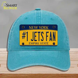 Number 1 Jets Fan New York Novelty License Plate Hat Tag Unconstructed Cotton Lake Blue