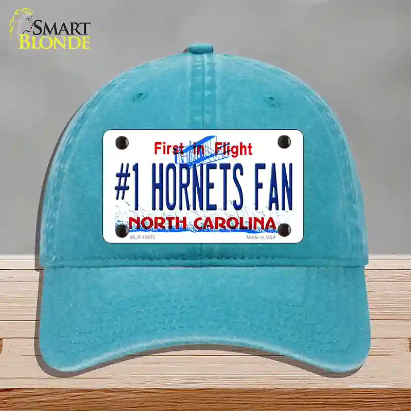 Number 1 Hornets Fan Novelty License Plate Hat Tag Unconstructed Cotton Lake Blue