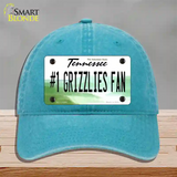 Number 1 Grizzlies Fan Novelty License Plate Hat Tag Unconstructed Cotton / Lake Blue