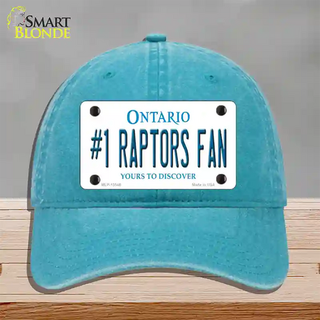 Number 1 Raptors Fan Novelty License Plate Hat Tag Unconstructed Cotton / Lake Blue