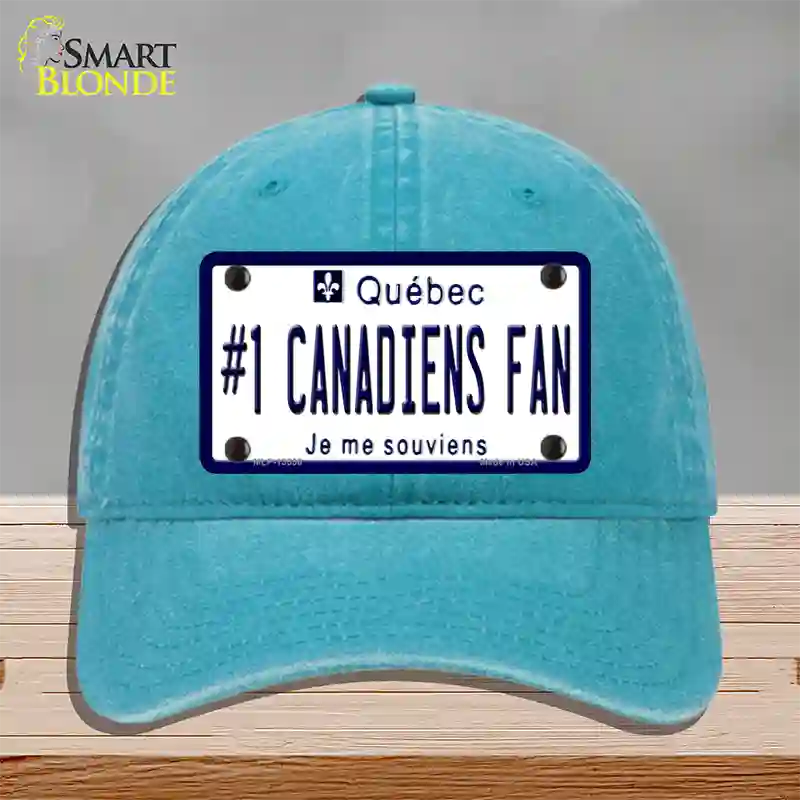 Number 1 Canadiens Fan Novelty License Plate Hat Tag Unconstructed Cotton / Lake Blue