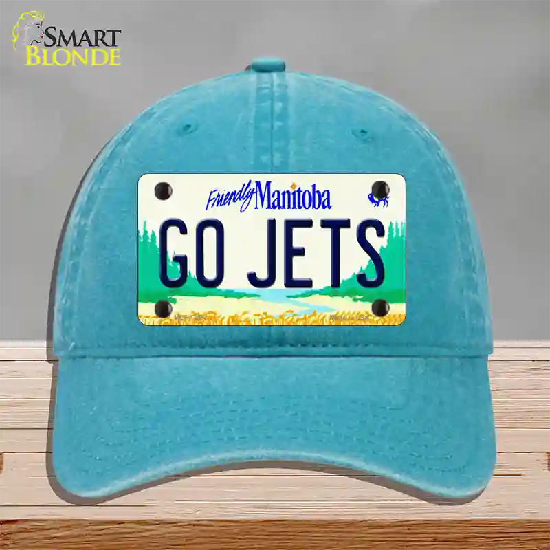 Go Jets Manitoba Novelty License Plate Hat Tag Unconstructed Cotton / Lake Blue