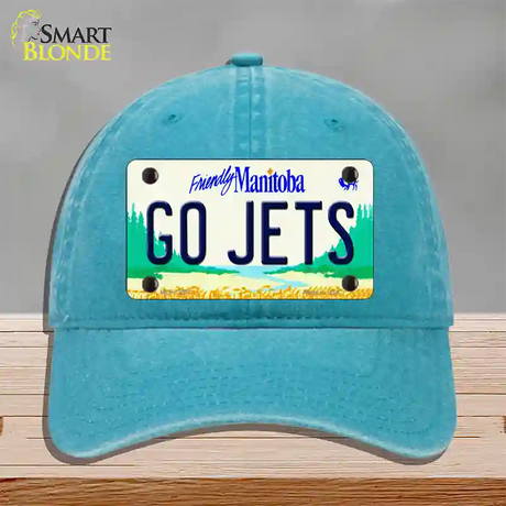 Go Jets Manitoba Novelty License Plate Hat Tag Unconstructed Cotton / Lake Blue