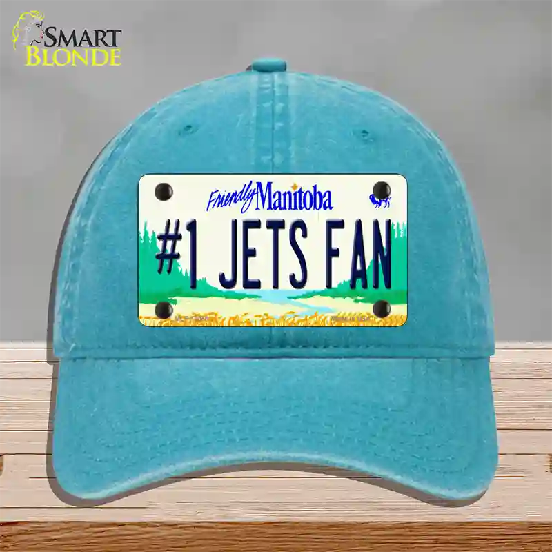 Number 1 Jets Fan Manitoba Novelty License Plate Hat Tag Unconstructed Cotton / Lake Blue