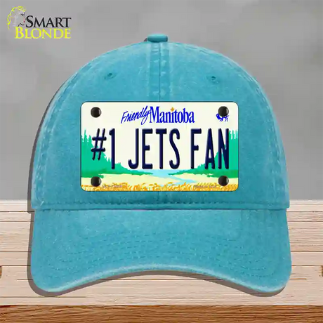Number 1 Jets Fan Manitoba Novelty License Plate Hat Tag Unconstructed Cotton / Lake Blue