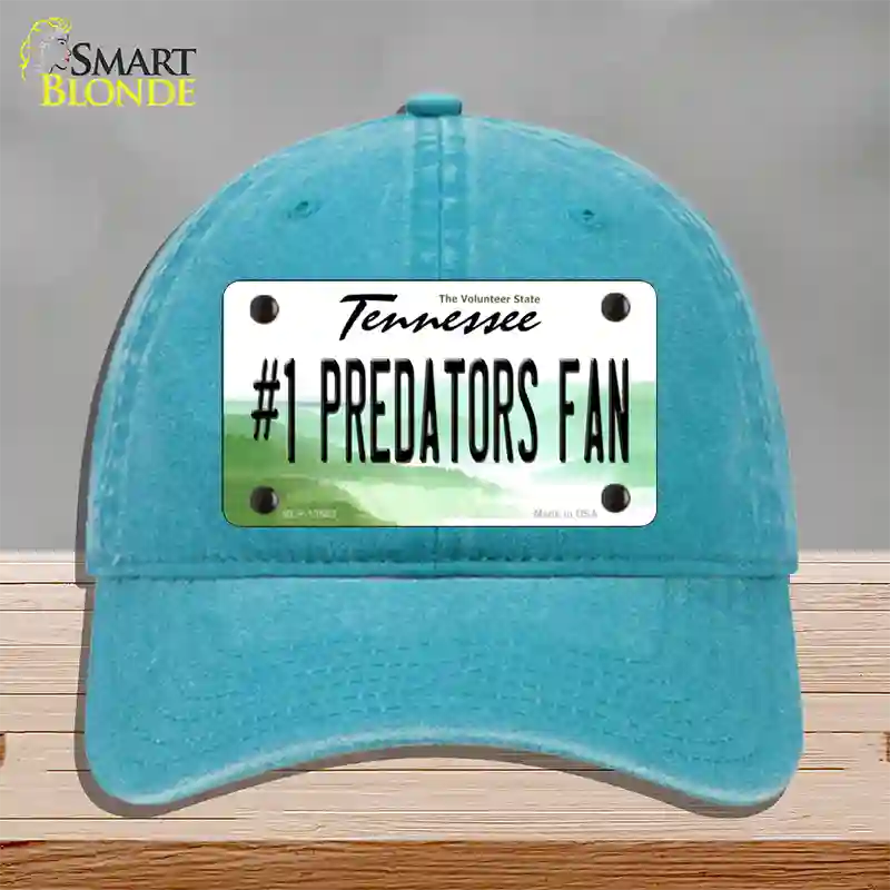 Number 1 Predators Fan Novelty License Plate Hat Tag Unconstructed Cotton Lake Blue