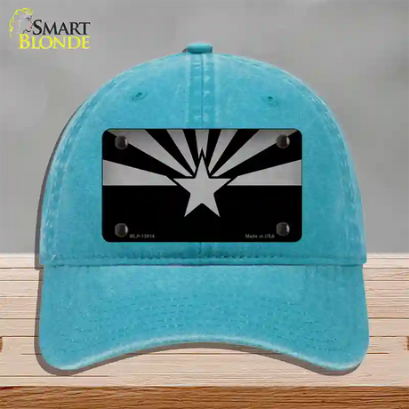Arizona Flag Black  Novelty License Plate Hat Tag Unconstructed Cotton / Lake Blue