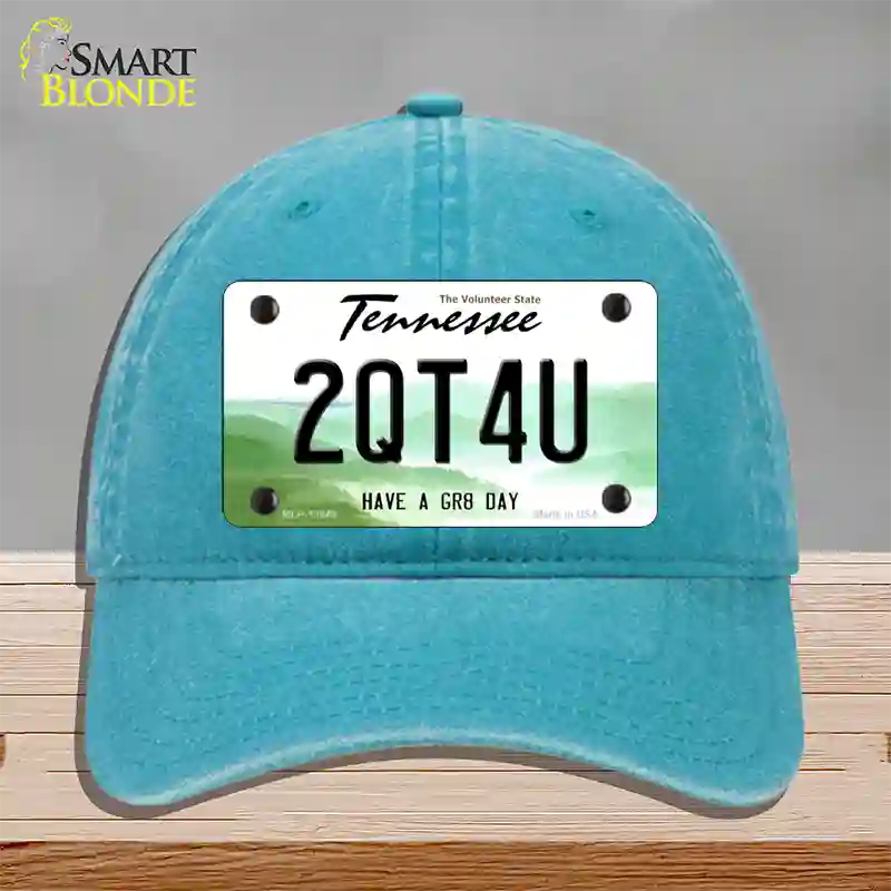 Too Cute For You Novelty License Plate Hat Tag Unconstructed Cotton Lake Blue