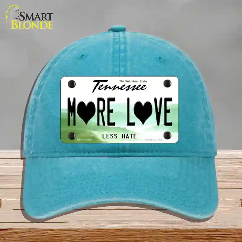 More Love Novelty License Plate Hat Tag Unconstructed Cotton Lake Blue