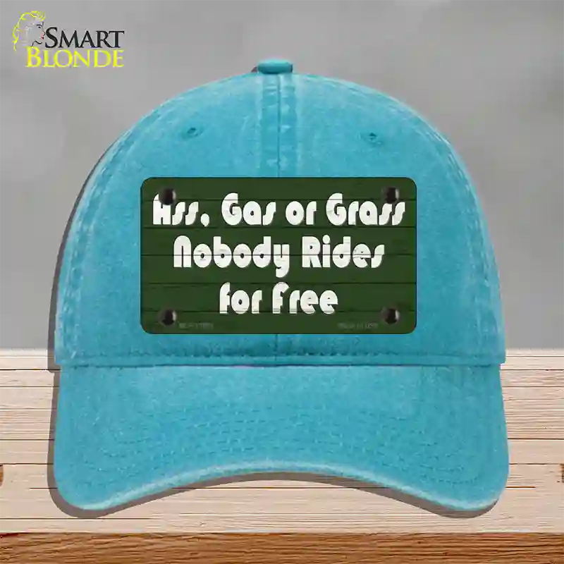 Ass Gas Or Grass Novelty License Plate Hat Tag Unconstructed Cotton Lake Blue