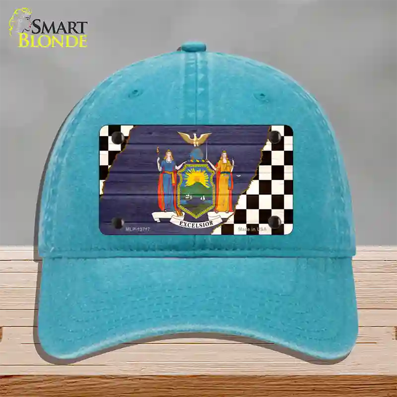 New York Racing Flag Novelty License Plate Hat Tag Unconstructed Cotton Lake Blue