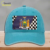 New York Racing Flag Novelty License Plate Hat Tag Unconstructed Cotton Lake Blue