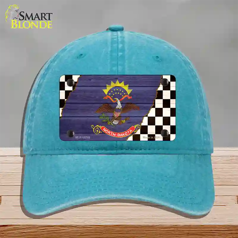 North Dakota Racing Flag Novelty License Plate Hat Tag Unconstructed Cotton Lake Blue