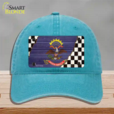 North Dakota Racing Flag Novelty License Plate Hat Tag Unconstructed Cotton Lake Blue