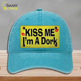 Kiss Me Im A Dork Novelty License Plate Hat Tag Unconstructed Cotton Lake Blue
