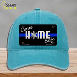 Come Home Safe Novelty License Plate Hat Tag Unconstructed Cotton / Lake Blue