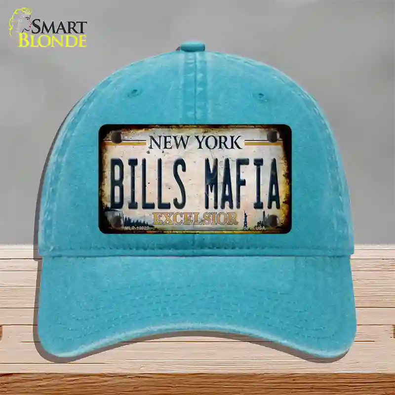 Bills Mafia New York Rusty Novelty License Plate Hat Tag Unconstructed Cotton Lake Blue