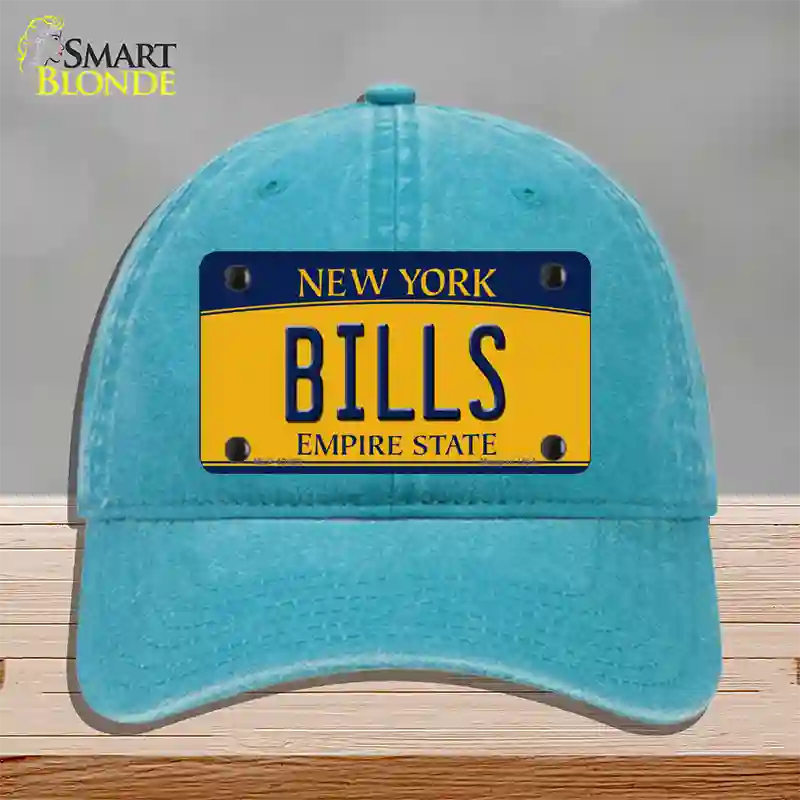 Bills New York Yellow Novelty License Plate Hat Tag Unconstructed Cotton Lake Blue