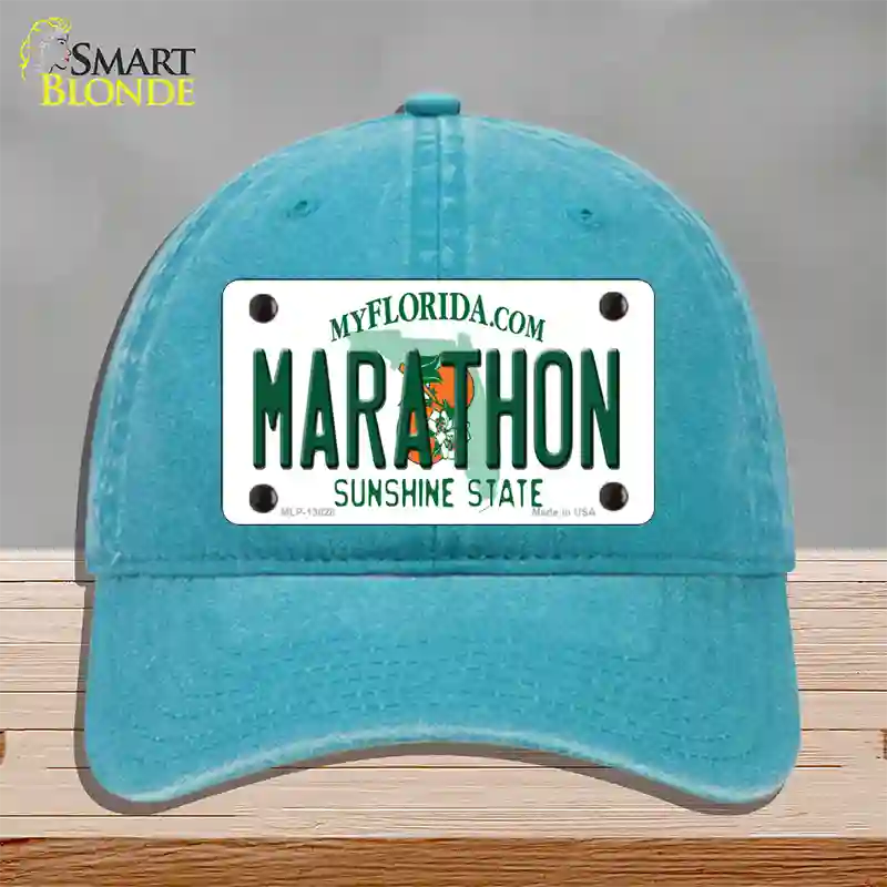 Marathon Florida Novelty License Plate Hat Tag Unconstructed Cotton Lake Blue