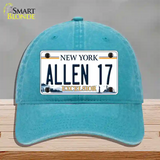 Allen 17 NY Excelsior Novelty License Plate Hat Tag Unconstructed Cotton Lake Blue