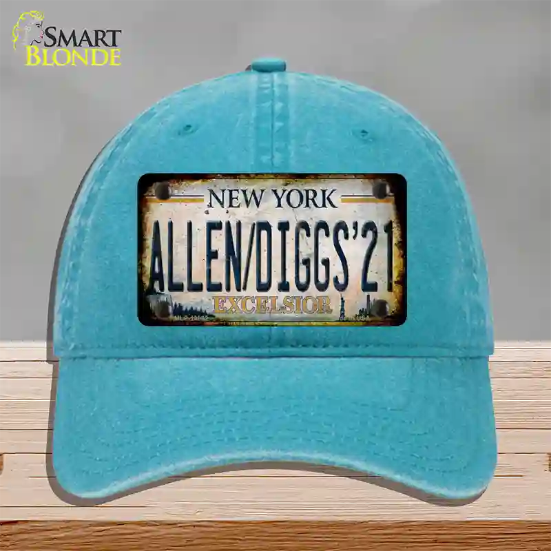 Allen Diggs 21 NY Excelsior Rusty Novelty License Plate Hat Tag Unconstructed Cotton Lake Blue