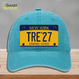 Tre 27 New York Yellow Novelty License Plate Hat Tag Unconstructed Cotton Lake Blue