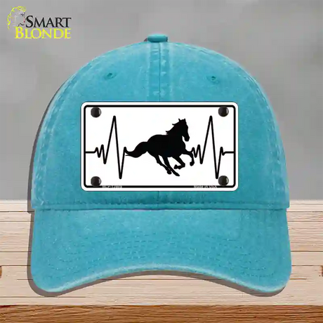 Horse Heart Beat Novelty License Plate Hat Tag Unconstructed Cotton / Lake Blue