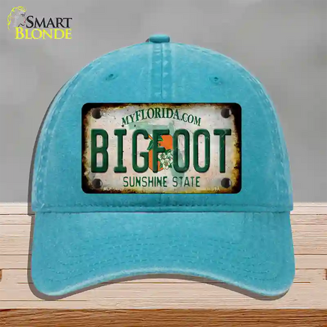 Bigfoot Florida Novelty License Plate Hat Tag Unconstructed Cotton / Lake Blue