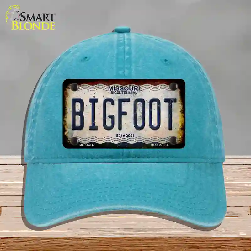 Bigfoot Missouri Novelty License Plate Hat Tag Unconstructed Cotton / Lake Blue