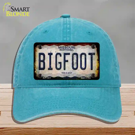 Bigfoot Missouri Novelty License Plate Hat Tag Unconstructed Cotton / Lake Blue