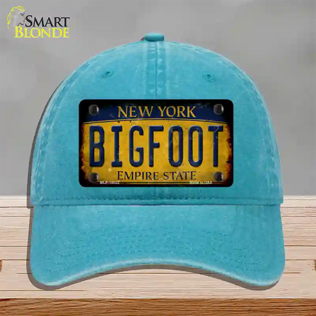 Bigfoot New York Novelty License Plate Hat Tag Unconstructed Cotton / Lake Blue