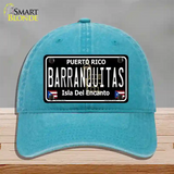 Barranquitas Puerto Rico Black Novelty License Plate Hat Unconstructed Cotton / Lake Blue