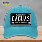 Caguas Puerto Rico Black Novelty License Plate Hat Unconstructed Cotton / Lake Blue