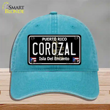 Corozal Puerto Rico Black Novelty License Plate Hat Unconstructed Cotton / Lake Blue