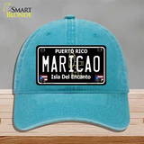 Maricao Puerto Rico Black Novelty License Plate Hat Unconstructed Cotton / Lake Blue