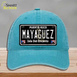 Mayaguez Puerto Rico Black Novelty License Plate Hat Unconstructed Cotton / Lake Blue