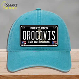 Orocovis Puerto Rico Black Novelty License Plate Hat Unconstructed Cotton / Lake Blue