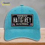 Hato Rey Puerto Rico Black Novelty License Plate Hat Unconstructed Cotton / Lake Blue