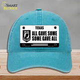 Texas POW MIA Some Gave All Novelty License Plate Hat Unconstructed Cotton / Lake Blue