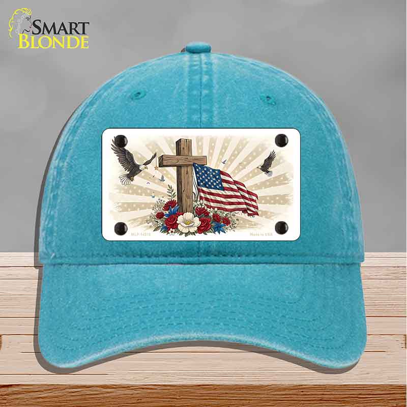 Eagle Flag and Cross Novelty License Plate Hat HAT-MLP-14510